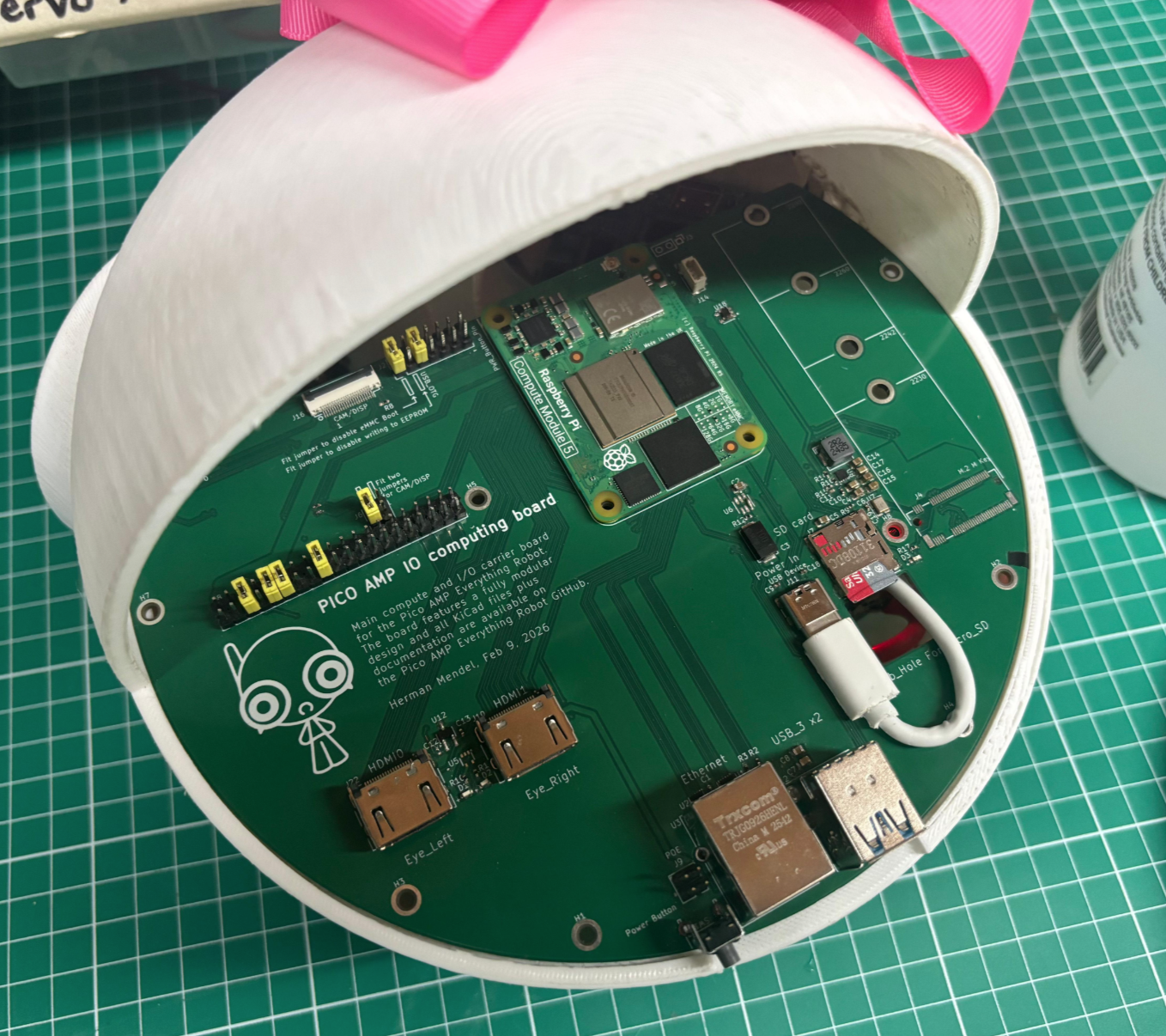 Inside PicoAmp shell with electronics